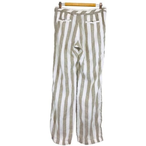 CASLON 100% Linen Lightweight Boho Relaxed Fit Striped Drawstring Pants Size S - Picture 7 of 8